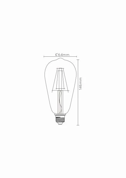 Lucide ST64 - Ampoule filament - Ø 6,4 cm - LED Dim. - E27 - 1x5W 2700K - Transparent - technique